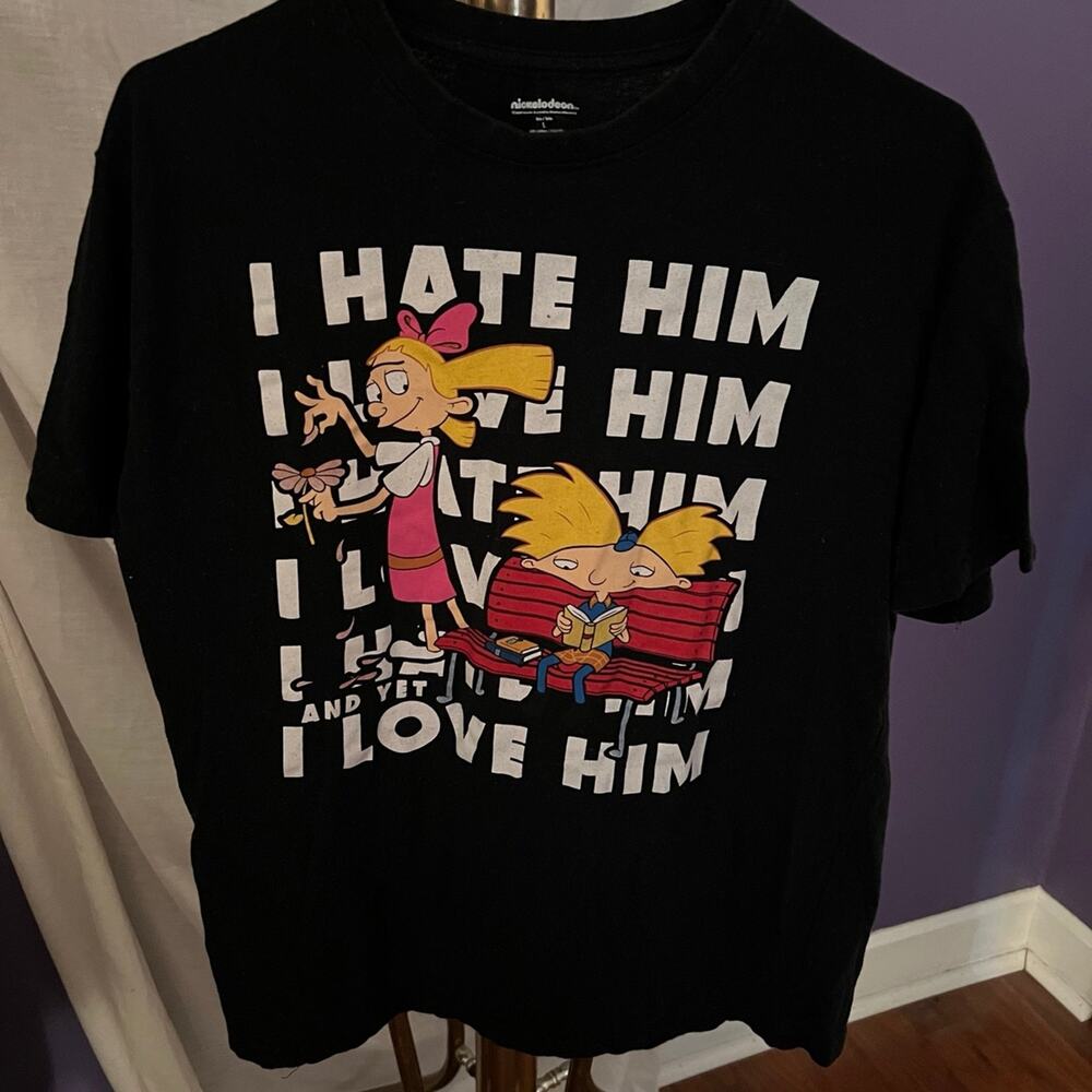 Throwback Cartoon Nickelodeon Black Hey Arnold Helga Size Large T-Shirt  2021